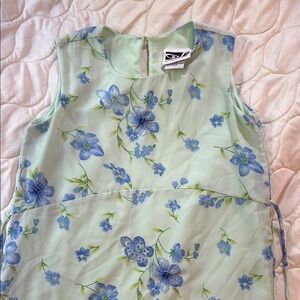 Mint Green and Blue Floral Formal Dress